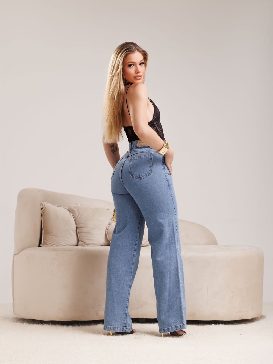 Calça jeans wid legg